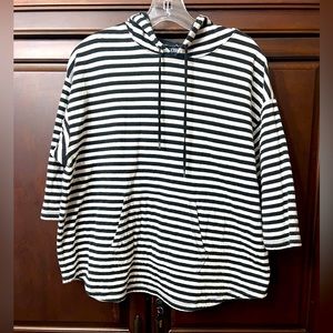 CHAPS 3/4 sleeves hoodies striped sweatshirt black/white women’s size 1X/1XG/EG
